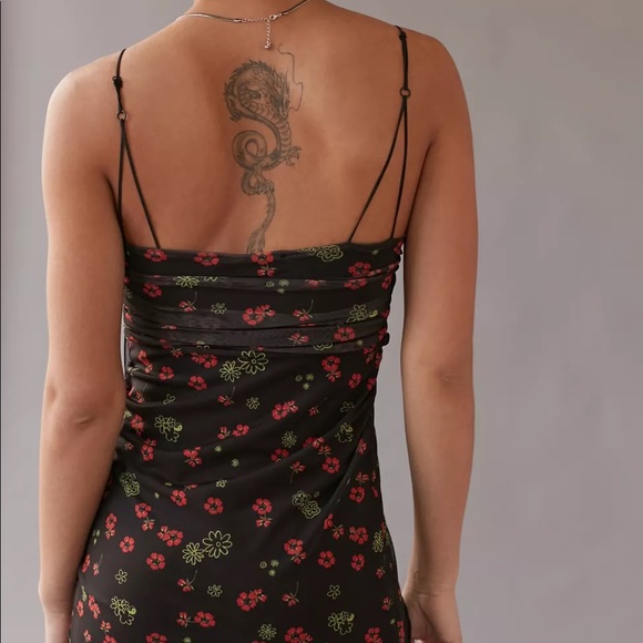 NWT UO 90s Y2K Flower Bungee Cord Lace Up Mesh Dress - Picture 4 of 4